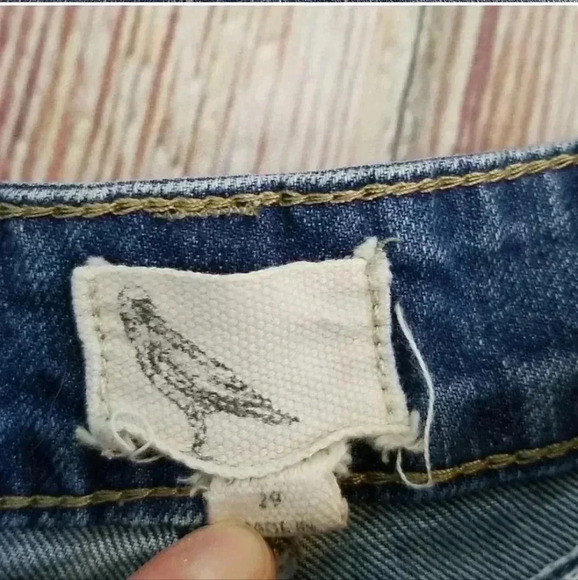 Anthropologie Distressed Denim Shorts Triangle Cutout Detail - Picture 6 of 8